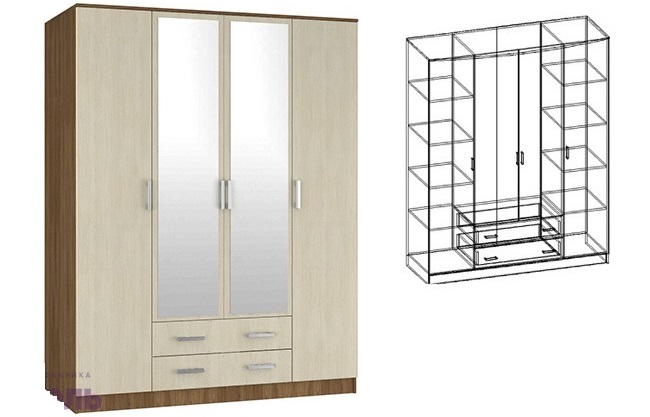 Фото Шкаф Светлана (168) четырехдверный от производителя Мебель Маркет в Краснодаре по цене 34&nbsp;440 ₽