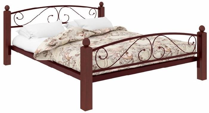 Кровать двуспальная Вероника Lux Plus (СМ 140х190) трубка металл ( 140х190 , металл/дерево , медная шагрень , без подъемного мех. , без ящиков , без матраса (Милсон) )