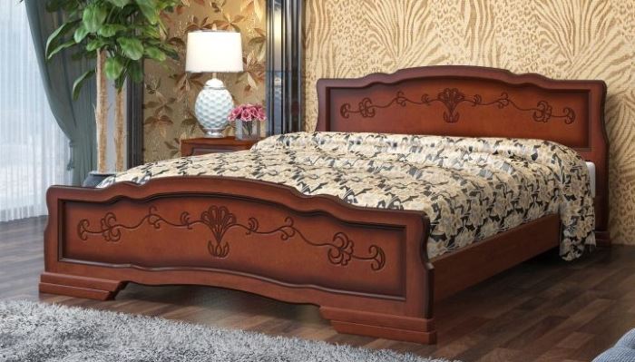 Кровать односпальная Карина-6 (СМ 90х200) без основания с универсальными царгами ( 90х200 , дерево/МДФ , орех , без подъемного мех. , без ящиков , без матраса (Браво-мебель) )