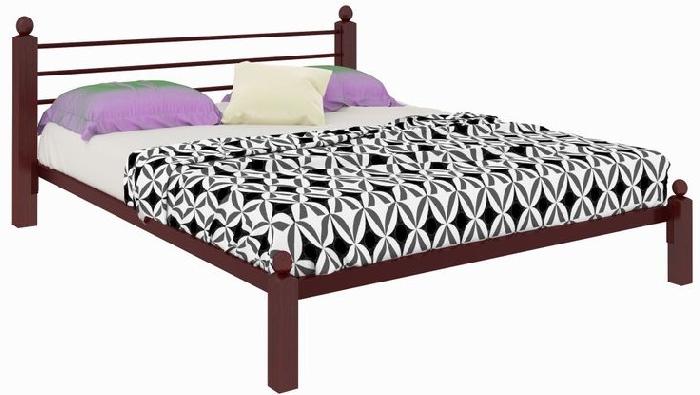 Кровать двуспальная Милана Lux (СМ 140х190) трубка металл ( 140х190 , металл/дерево , медная шагрень , без подъемного мех. , без ящиков , без матраса (Милсон) )