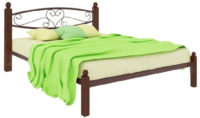 Кровать двуспальная Каролина Lux (СМ 180х190) трубка металл ( 180х190 , металл/дерево , медная шагрень , без подъемного мех. , без ящиков , без матраса (Милсон) )