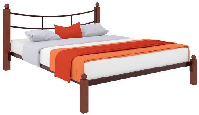 Кровать двуспальная София Lux (СМ 160х190) трубка металл ( 160х190 , металл/дерево , медная шагрень , без подъемного мех. , без ящиков , без матраса (Милсон) )