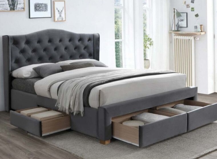Фото Кровать двуспальная Signal Aspen velvet bluvel II (СМ 160х200) c ортопедическим основанием от производителя Signal в Краснодаре по цене 99 730 ₽