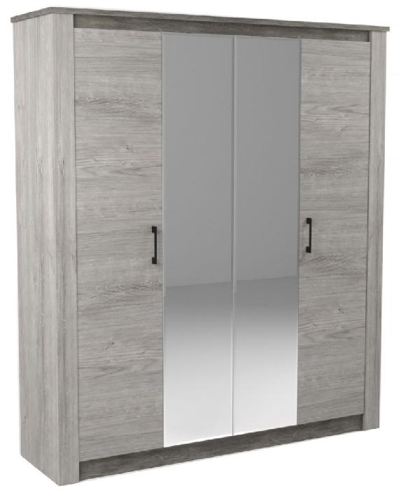 Шкаф Денвер 2300 (192) четырехдверный (риббек серый-камень темный, риббек серый,(СБК)) Шкаф Денвер 2300 (192) четырехдверный (риббек серый-камень темный, риббек серый,(СБК))