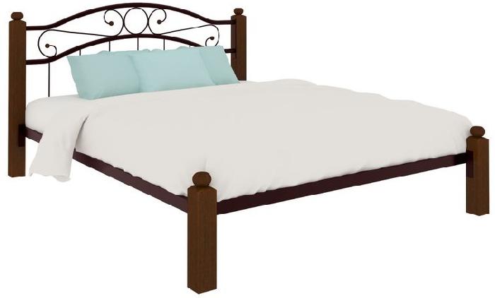 Кровать двуспальная Надежда Lux (СМ 140х200) трубка металл ( 140х200 , металл/дерево , медная шагрень , без подъемного мех. , без ящиков , без матраса (Милсон) )