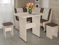 Кухонный уголок-комплект Челси мини (дуб белфорт, кожзам лен коричневый-лен бежевый (ТриЯ) ) в Краснодаре от производителя 