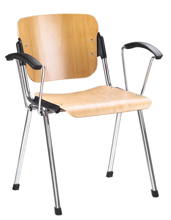 Фото Стул для посетителя Эра (Era) wood arm (хром) от производителя Новый стиль в Краснодаре по цене 4 840 ₽