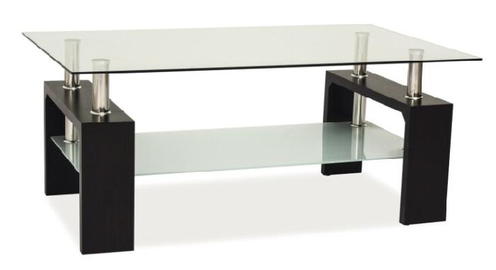 Стол журнальный Signal Lisa Basic II (мдф, стекло-прозрачное,  венге (Signal) ) Стол журнальный Signal Lisa Basic II (мдф, стекло-прозрачное,  венге (Signal) )