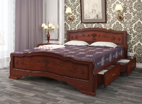 Кровать двуспальная Карина-6 (СМ 160х200) с выдвижными ящиками, без основания с универсальными царга в интернет магазине Планета Комфорта Фото derevyannye-krovati кровать двуспальная карина-6 (см 160х200) с выдвижными ящиками, без основания с универсальными царга производитель Браво-мебель