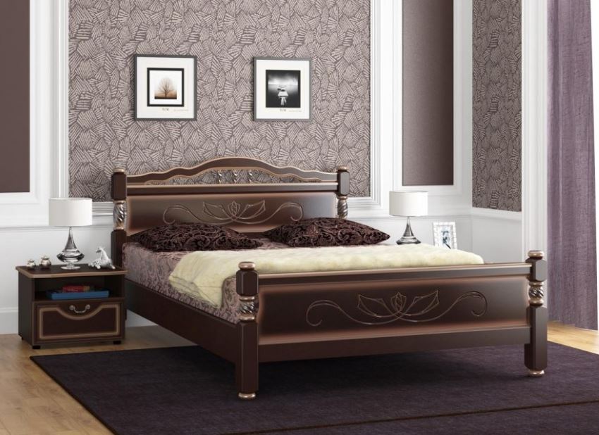 Фото Кровать двуспальная Карина-5 (СМ 140х200) без основания с универсальными царгами от производителя Браво-мебель в Краснодаре по цене 17&nbsp;530 ₽