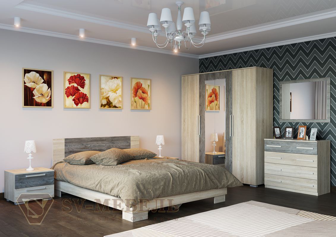 Фото Кровать двуспальная Лагуна-2 (СМ 160х200) комплектуется настилом от производителя SV-мебель в Краснодаре по цене 14 900 ₽