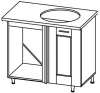 Кухня Селена К-78 стол-мойка угловая 1000 правая (текстиль, карпатская ель,(Глория (Ставрополь Мебель))) в Краснодаре от производителя 