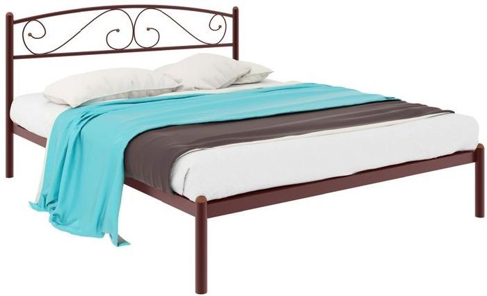 Кровать двуспальная Вероника (СМ 180х200) трубка металл ( 180х200 , металл , медная шагрень , без подъемного мех. , без ящиков , без матраса (Милсон) )