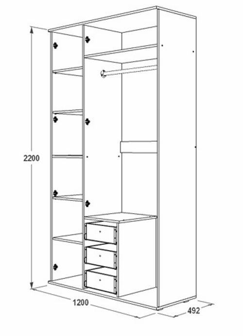 Фото Шкаф Ольга-14 (120) трехдверный  от производителя Фант-мебель в Краснодаре по цене 23 110 ₽