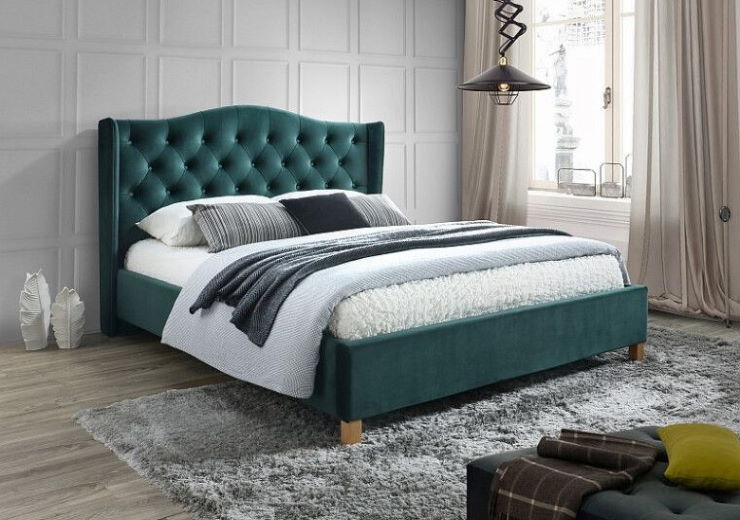 Фото Кровать двуспальная Signal Aspen velvet bluvel (СМ 140х200) c ортопедическим основанием от производителя Signal в Краснодаре по цене 70 580 ₽