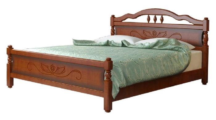 Кровать двуспальная Карина-5 (СМ 160х200) без основания с универсальными царгами ( 160х200 , дерево/МДФ , орех , без подъемного мех. , без ящиков , без матраса (Браво-мебель) )