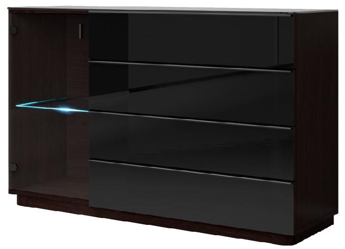 Комод-1D4S typ 47 Togo (венге ламинат-черное (Helvetia) )