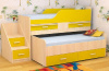 Кровать 2-х ярусная Лесики (СМ 70х180/70х170) ( 70х170(180) , ЛДСП , дуб молочный/желтый , ящики в комплекте , без матраса (Пирамида) )